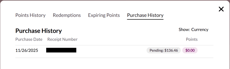 Lenovo Rewards summary screenshot